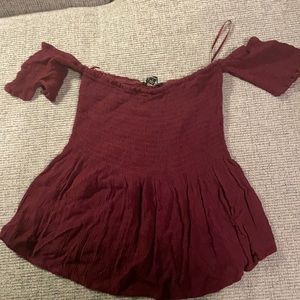 Maroon smocked boho top